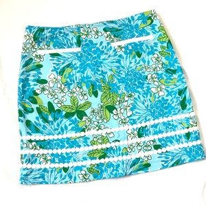 Lilly Pulitzer A-line Mini Skirt Blue Flower NWOT